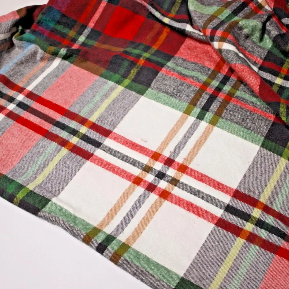 Pottery Barn Red Plaid 100% Organic Cotton Full Queen Duvet Cover 92